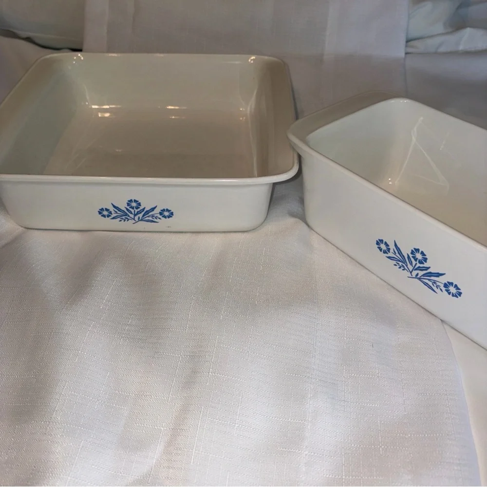 Vintage Corningware Baking Dishes Set Of 2 Loaf Pan And Square Casserole